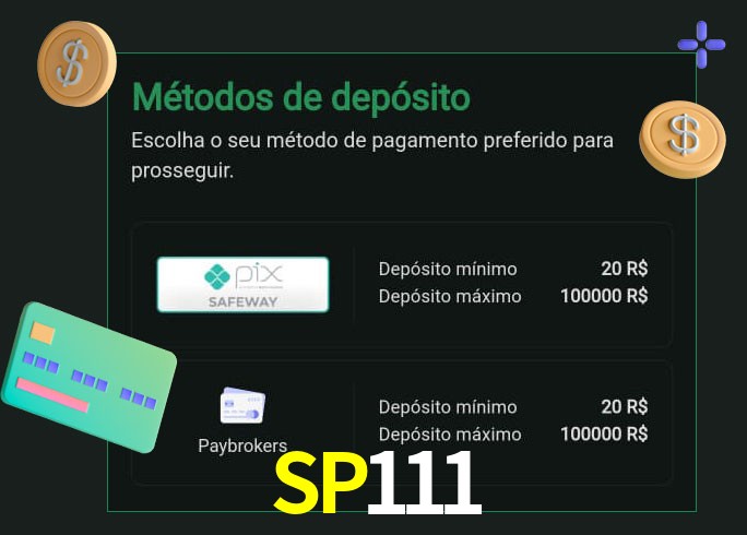 O cassino SP111 oferece uma grande variedade de métodos de pagamento